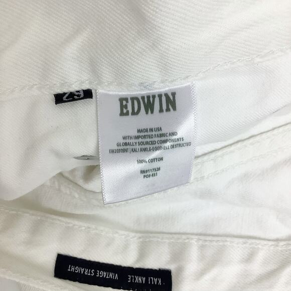 Edwin Womens Kali Ankle Vintage Straight Jeans 29 US 8 White Distressed NWOT - Picture 6 of 6